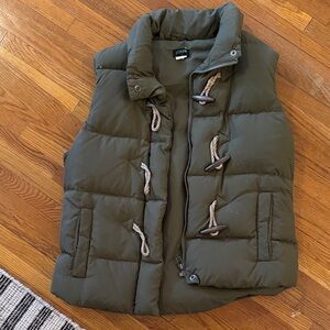 J. Crew Dark Green Quilted Vest